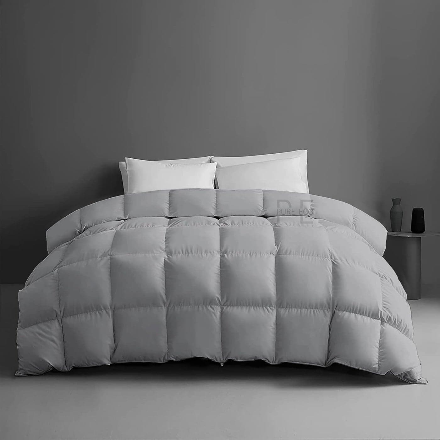 PURE ECO Super Comfort 500 GSM Comforter King Size 92X106 Heavy Winter Quilted Comforter 500 GSM Microfiber Fill DuvetBlanket King Size Silver Grey Color