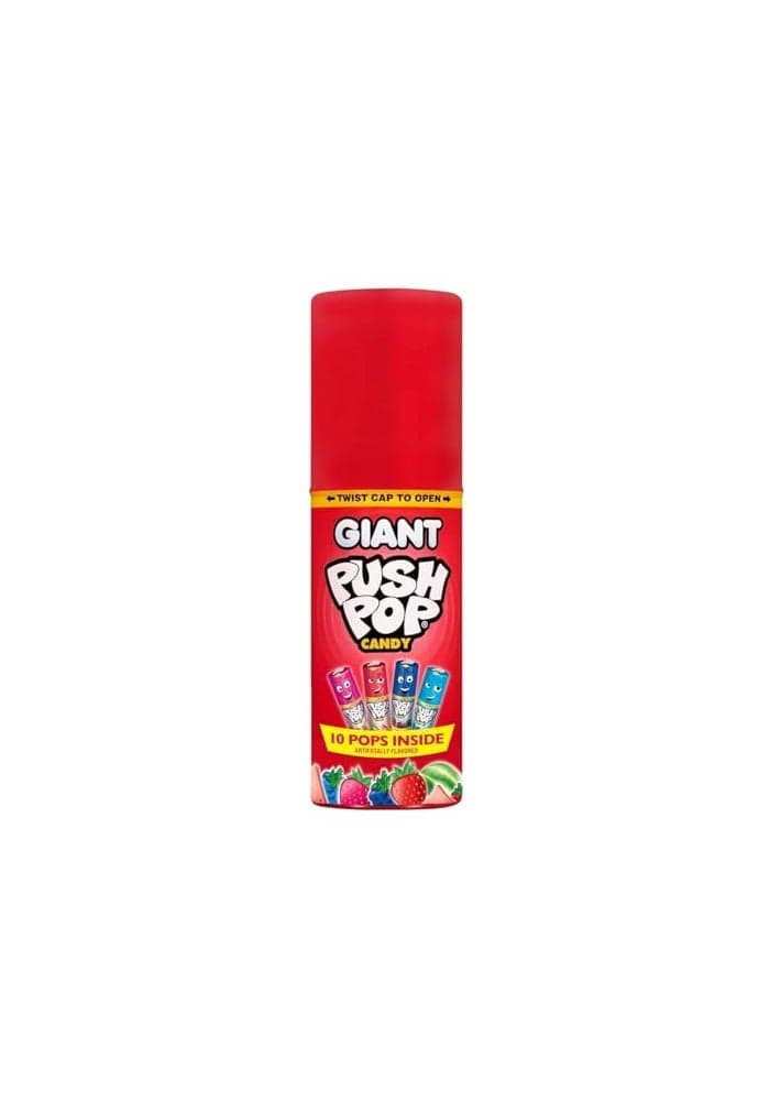 Push Pop Giant Candy Lollipop Container 10 Ct Individually Wrapped in Assorted Fruity Flavors Full Size Fun Hard Candy For Party Favors Birthday Parties Goodie Bags Fun Gifts for Kids