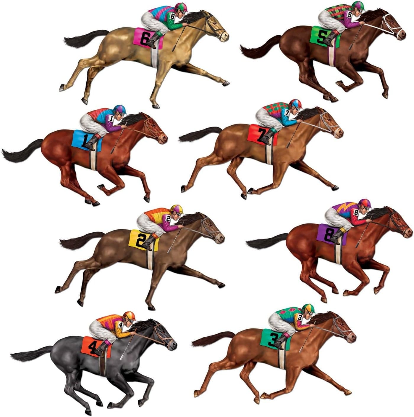 Beistle 8Count Race Horse Props Horse Racing Game Supplies Horse Racing Party Supplies Horse Themed Party Decorations Jockey Party Accessories 29