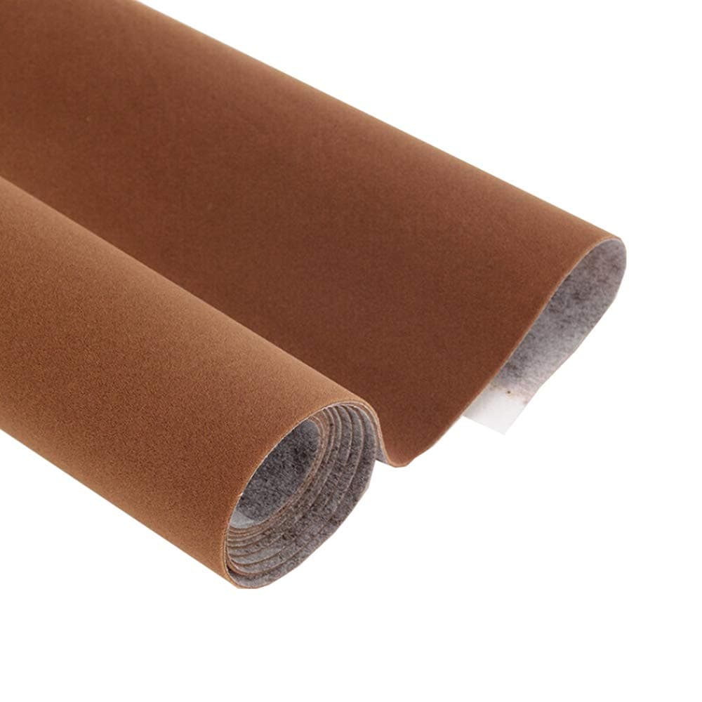 Taogift Self Adhesive Brown Velvet Flock Drawer Liner for Dresser Cabinets Jewlery Displays Backsplash Arts Crafts Decor Brown 177x98 Inches