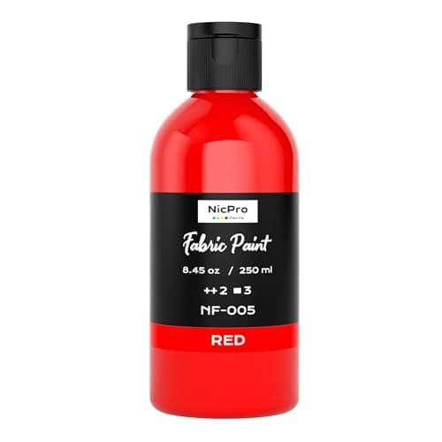 Nicpro Red Fabric Paint 845 oz 250 ml Fabric Paint for Clothes Permanent Clothing Paint for DIY Tshirts Jeans Crafts Refresh Furniture Upholstery