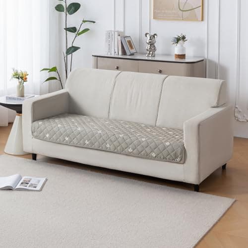House of Quirk 'Mughal Series' Printed Quilted Sofa Cover for 1/2/3/4 Seater – Anti-Slip, Washable Couch Protector Slipcover (Three Seater, Neem Buti, 80x180 cm)