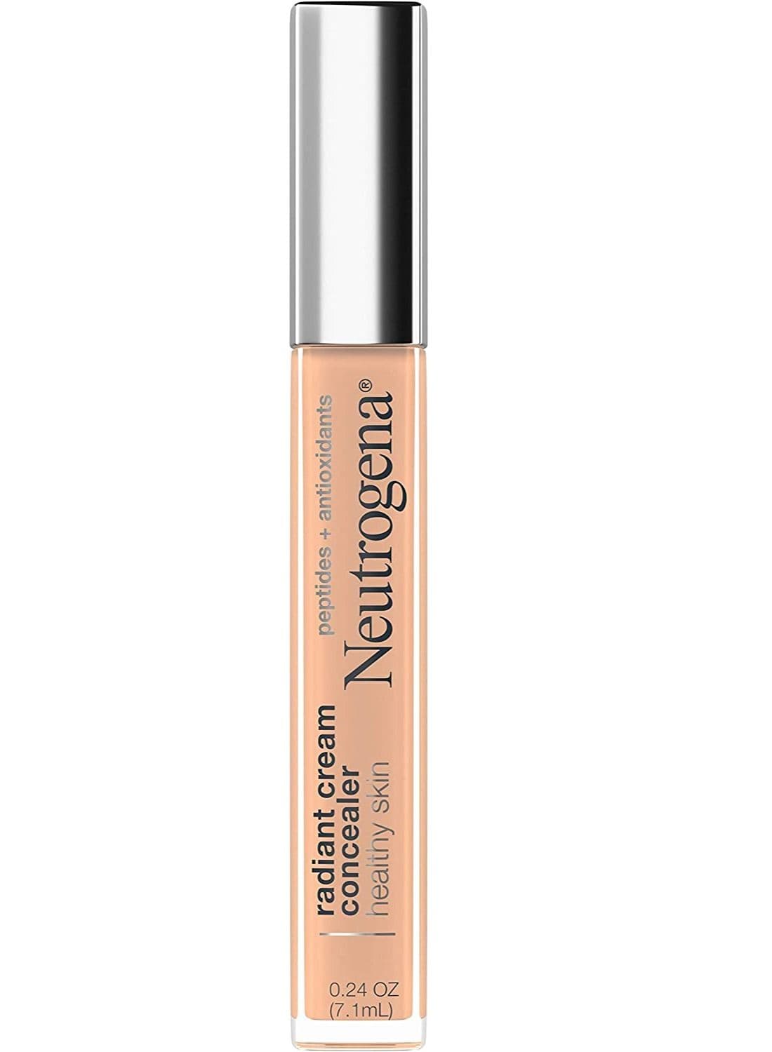 Neutrogena Healthy Skin Radiant Brightening Cream Concealer with Peptides & Vitamin E Antioxidant, Lightweight Perfecting Concealer, Non-Comedogenic, Brulee Light/Medium 01 cool undertones, 0.24 oz
