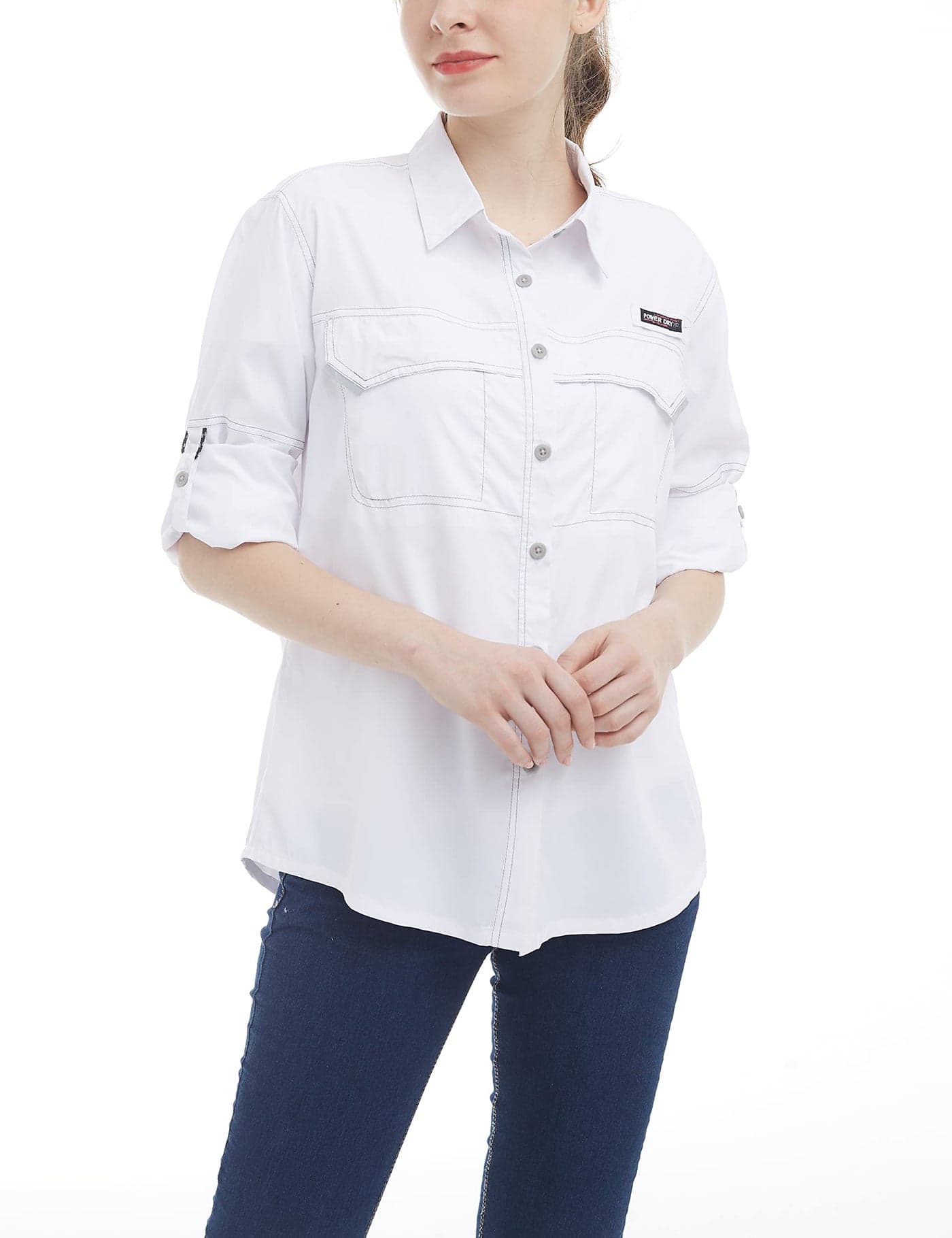 Little Donkey Andy Women's UPF 50+ UV Protection Shirt, Long Sleeve Fishing Shirt, Breathable and Fast Dry Bright White M