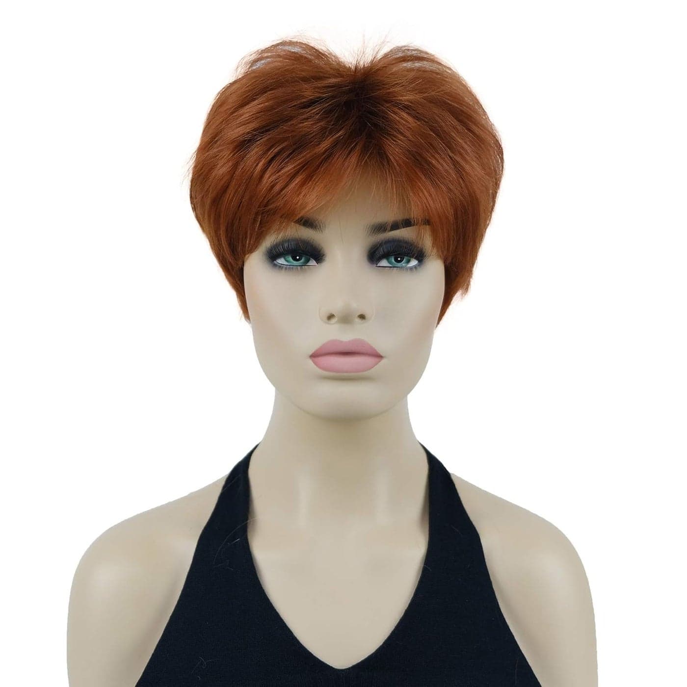 Lydell 6 Short Straight Layered Shaggy Full Synthetic Wig Classic Cap 130 Copper Red
