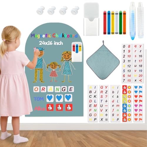 Magnetic Arch Wall Decal for Kids,Upgraded Thickened Magnetic Chalkboard for Most Wall,Suitable for Home Decoration Wallpaper and Children's Game Room (Celadon, 16" W x 24" H)