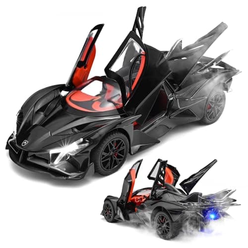 RZAPE Spray Project EVO Toy Cars 124 Diecast Cars Metal Car Carros De ColeccionModel Car Kits for Adults and BoysPull Back Car with Lights and SoundsSpray Toy Cars for Boys Age 312Black