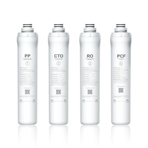 Bluevua RO100ROPOT 4-Pack Replacement Filter Set, Pack of 4 Filters: 1 PP, 1 CTO, 1 RO, 1 PCF