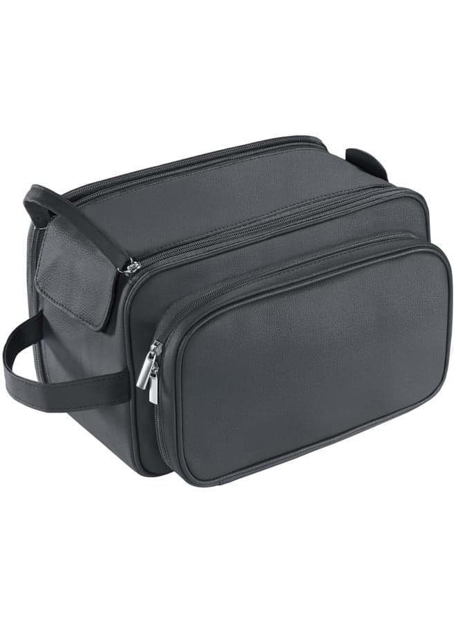 BURUIS Extra Large Toiletry Bag for Men, Travel Toiletry Organizer Dopp Kit Water-resistant Shaving Bag, PU Leather Cosmetic Organizer Bathroom Shower Bag for Toiletries, Grooming, Accessories (Black)