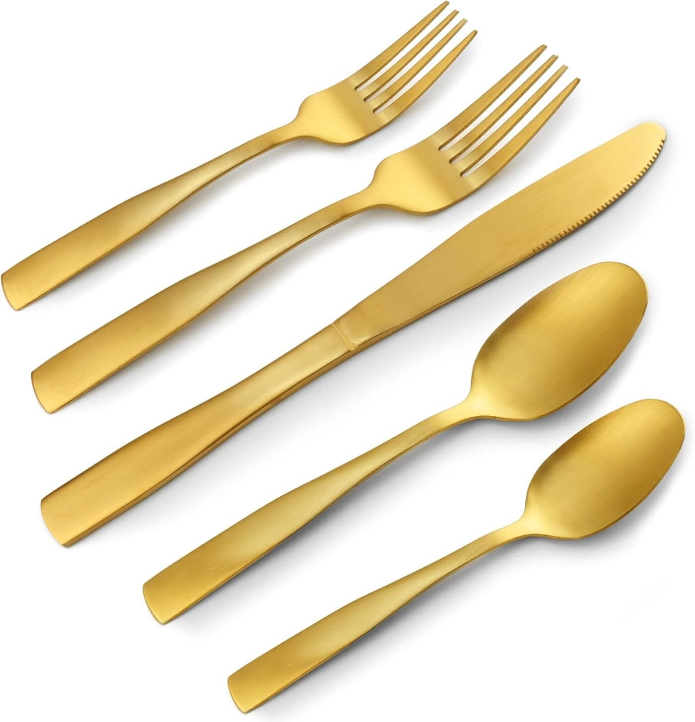 40Piece Matte Gold Silverware Set for 8 180 Brushed Finish Stainless Steel Utensils Set Dishwasher Safe Modern Flatware Set for Daily Home Restaurant Party Event Serving For 8