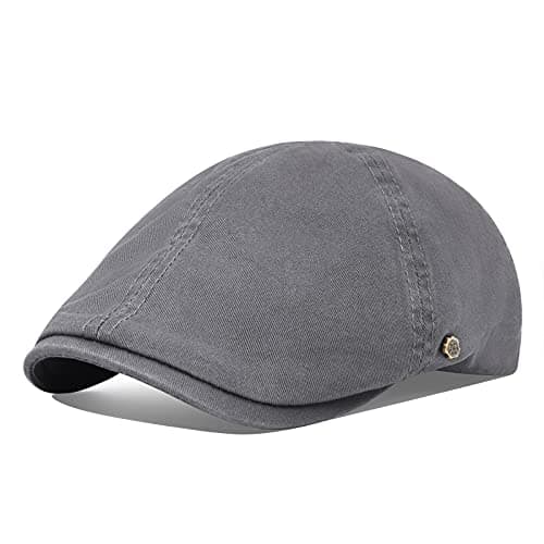 VOBOOM Cotton Flat Cabbie Hat Gatsby Ivy Irish Hunting Newsboy Cap (Dark Grey)