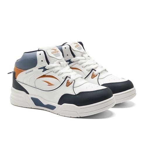 ASIAN Tango-11 Men s High Top Sneakers | Stylish & Lightweight Lace-Up Shoes | Cushioned Sports Sneakers for Men | Best for Casual Outfits, Gym, Daily Use & Streetwear Looks(WHTNVYMUST)-UK 7