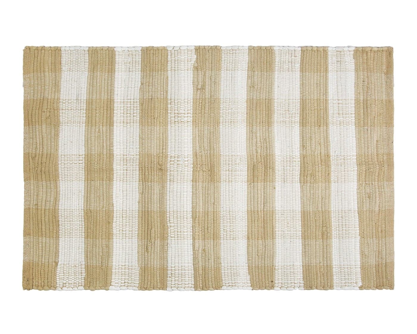 GLAMBURG Cotton Buffalo Check Plaid Washable Handwoven Checkered Welcome Door Mat 18x30 for Kitchen Bathroom Outdoor Porch Laundry Living Room Farmhouse Reversible Rag Rug Beige Natural