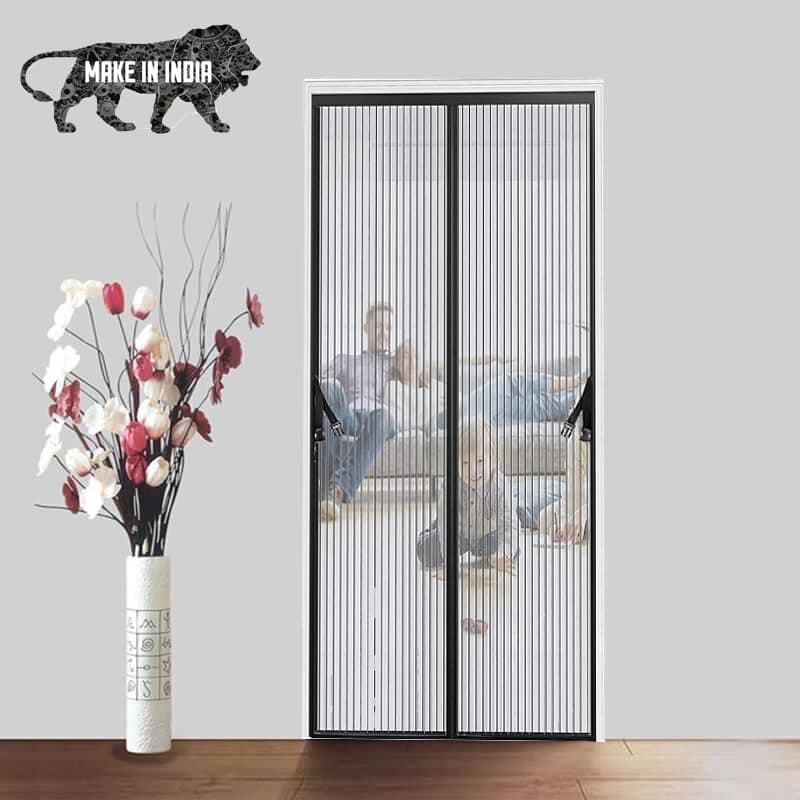 KARP Mosquito Net for Door – Heavy Duty Mesh Screen Door with Stay-Open Buckle, Auto Close Magnets, Hands-Free Entry, Easy Install, Pet & Kid Friendly for Home (120 X 220, Black)