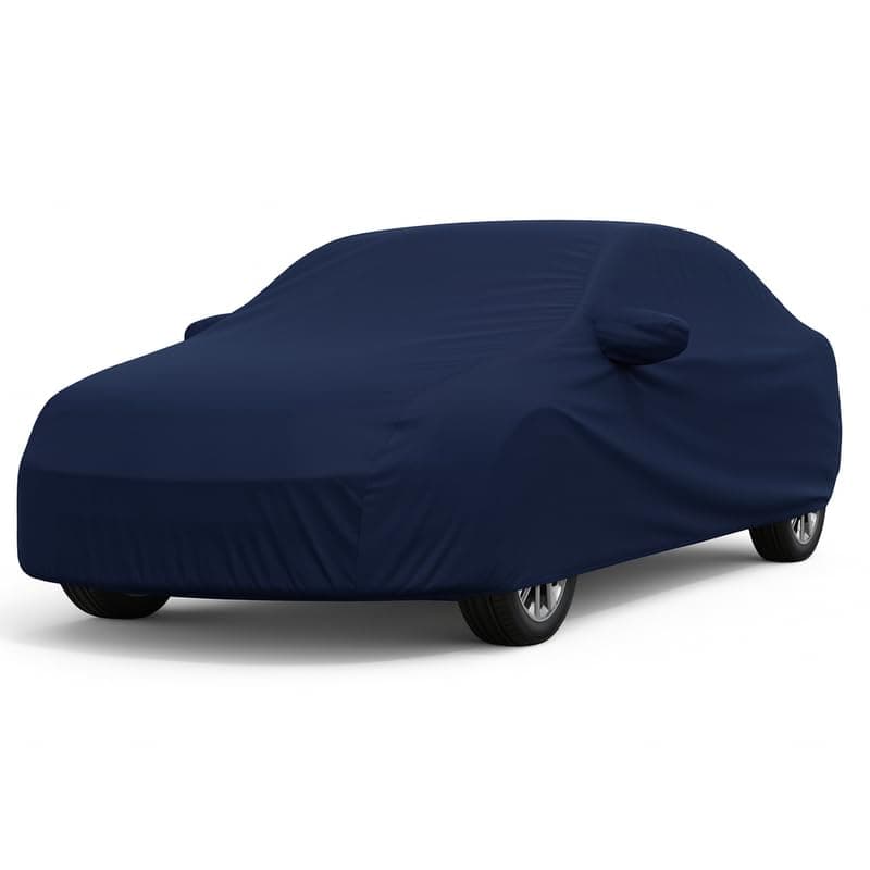 ULTRA SHIELD All Weather Water-Resistant Car Cover for Toyota Etios | Durable Light-Weight Triple-Stitched Fabric, UV Protection, Dust-Proof | Mirror Pockets, Full Elastic | Navy Blue