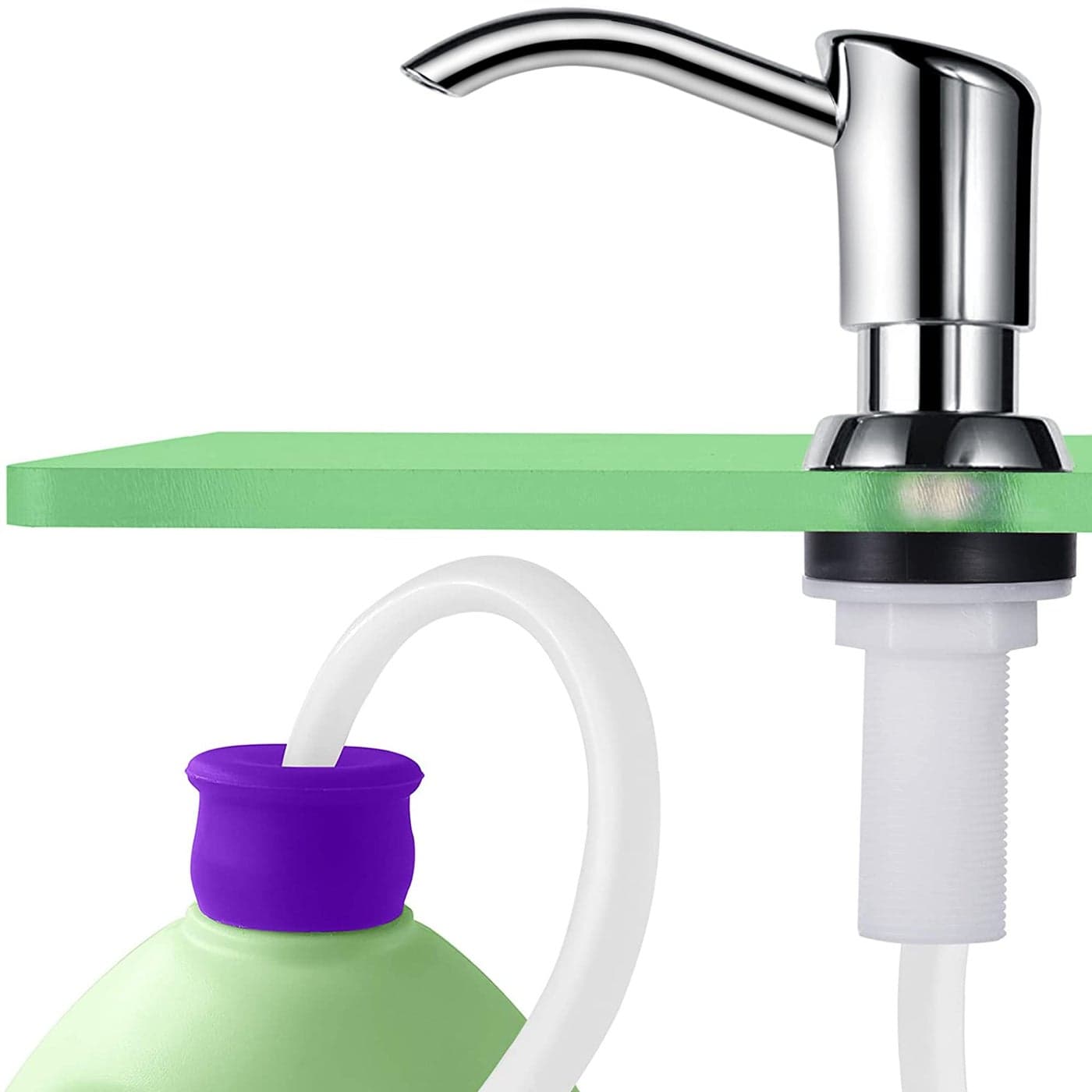 GAGALIFE Built in Counter Soap Dispenser for Kitchen Sink and Extension Tube Kit AntiLeakage Upgrade with 40 Tube No More Top Refill Chrome