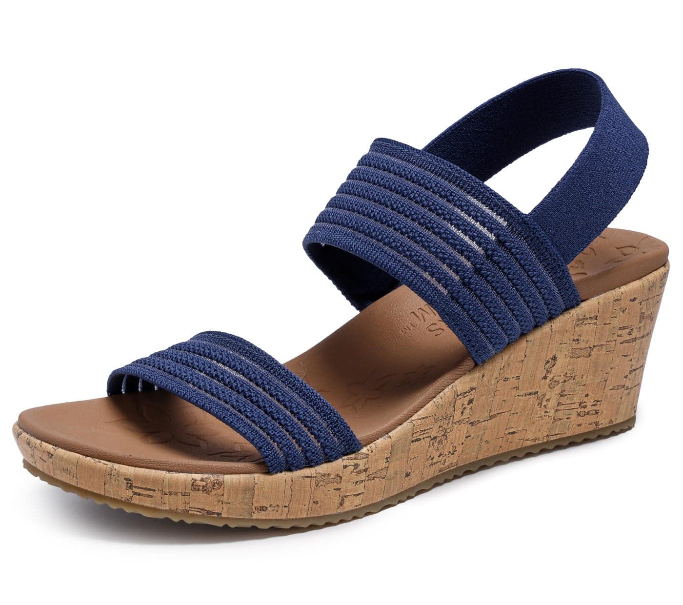Skechers Women's BEVERLEE - SHEER LUCK knit mesh slingback wedge, Navy 8.5M