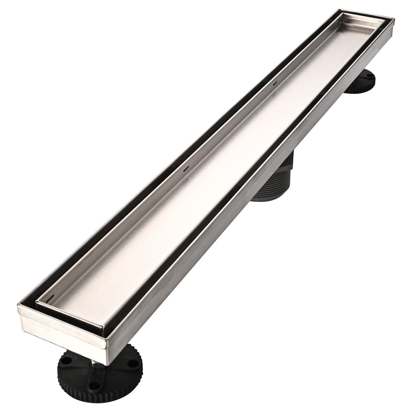 AVSIILE Linear Shower Floor Drain 24 Inch Brushed Nickel 304 Stainless Steel Bathroom Drains Kit Rectangular Shower Trench Drain with Reversable Tilein Pattern Drain Cover Hair Catcher