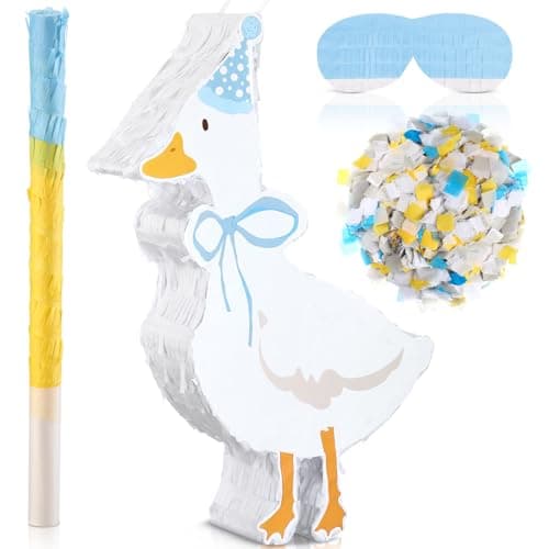 Glimin Silly Goose Birthday Party Decor Piata with Stick Blindfold and Confetti for Blue Silly Goose Theme Birthday Baby Shower Nursery Decorations Gifts
