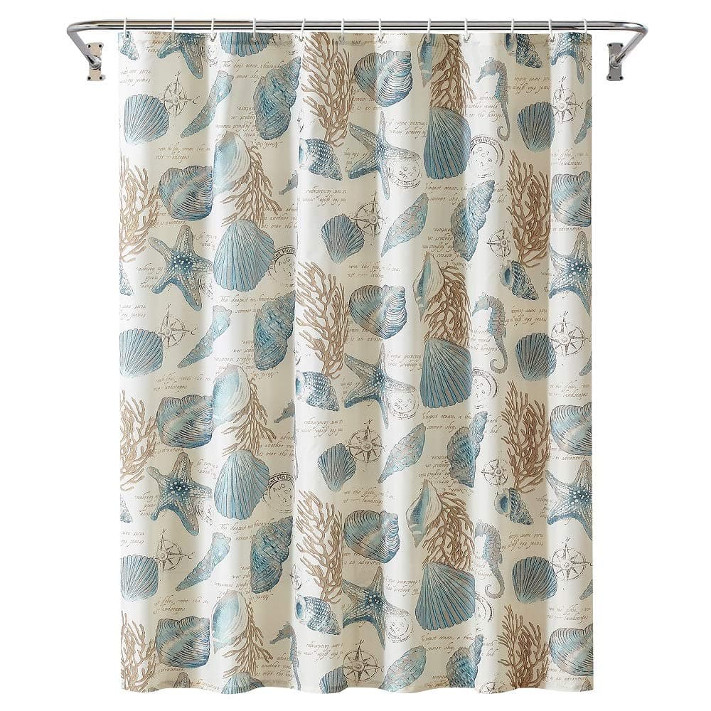 YOSTEV Starfish and Seashells Ivory Bathroom Fabric Shower Curtain with HooksUnique 3D PrintingDecorative Bathroom AccessoriesWater ProofReinforced Metal Grommets 72x84 InchesLong Size