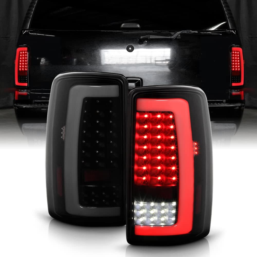 ACANII For 20002006 Chevy Suburban Tahoe GMC Yukon Black Smoked wLED Tube Full LED Tail Lights Lamps Set LeftRight Cyber Black