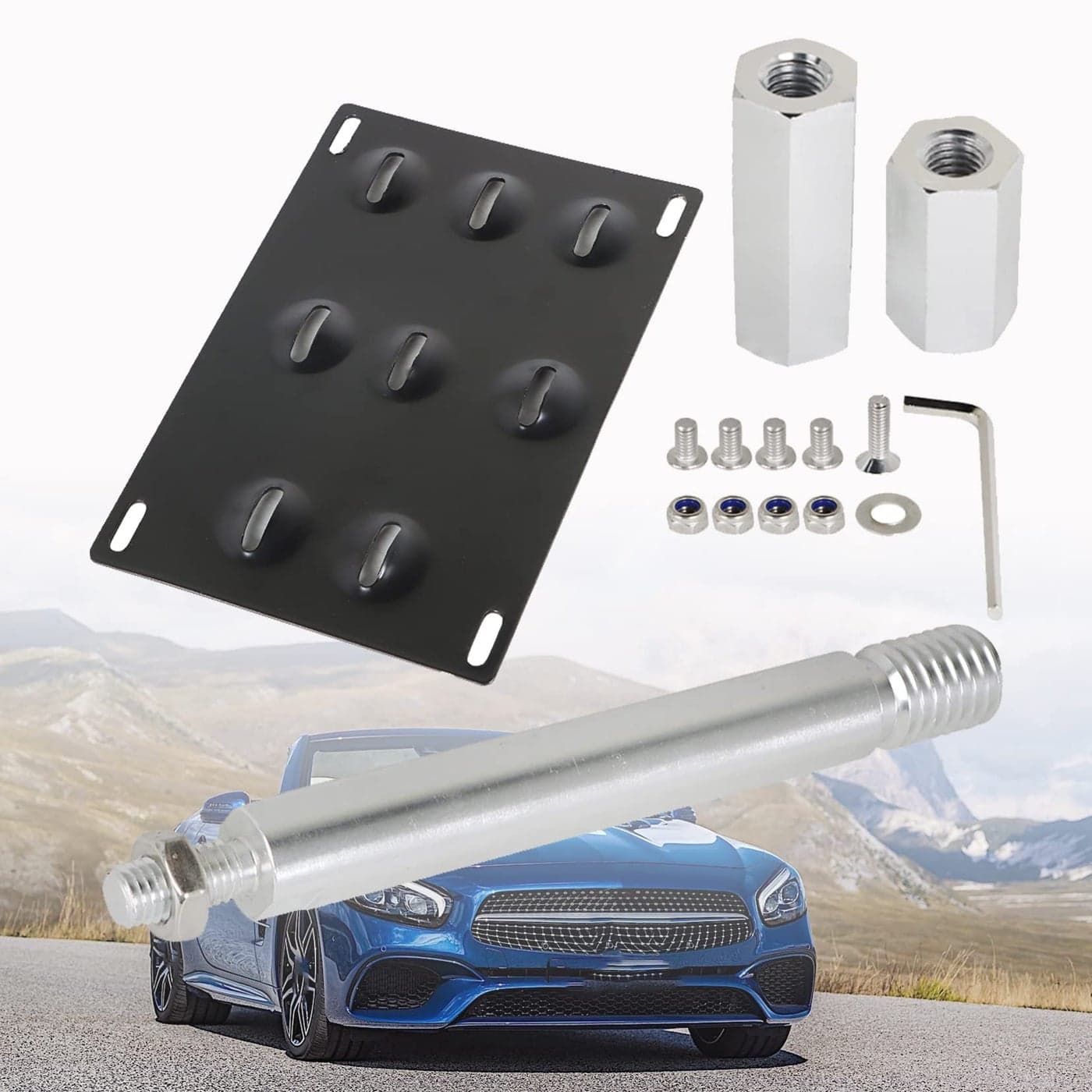 SEBLAFF Front Bumper Tow Hook License Plate Bracket Replacement for GLK GLC GLA 20102020 C E Class Without Trailer Holes