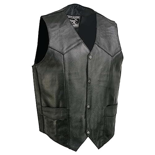 EVENT LEATHER EL5310 Black Motorcycle Leather Vest for Men Riding Club Adult Motorcycle Vests 3XLarge