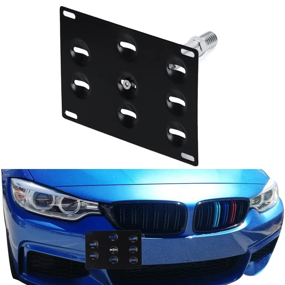 PTNHZ Aluminum Front Bumper Tow Hook License Plate Holder Compatible with BMW FSeries 11on F30 F31 F10 F11 F07 F25 F55 F56 F15 3 5 Series Mini Cooper R60 R61