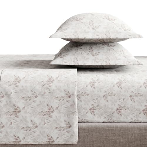 haus & kinder Feather-Touch 300 TC 100% Cotton Double-Size Flat Bedsheet Set for Queen Size Bed (100נ90) with Two Pillow Covers-Camellia Blush