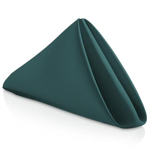 Lanns Linens Set of 12 Cloth Dinner Napkins 20inch Polyester Napkins Washable and Reusable Fabric for Wedding Hotel Restaurant Hunter Green