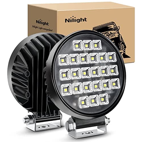 Nilight 4.3 Inch Round Utility LED Work Light W/Integrated Toggle Switch, 2PCS 72W 5760LM 150° Flood Lamp for Offroad Heavy Equipment Vehicles Truck Tractor Golf cart Boat ATV UTV
