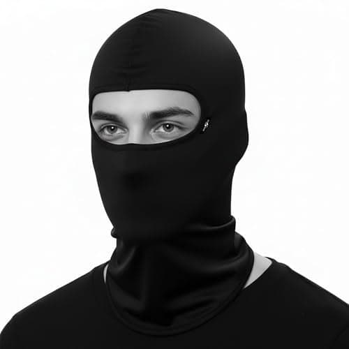 Kingsway® Full Face Cover Mask Balaclava, Black, Men and Women, Free Size, Protects You from Wind, Sun, UV Rays and Dust, 4 Way Stretch, Quick Dry, Sweat Absorbing Helmet Liner - Pack of 1