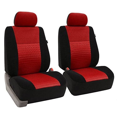 FH Group Trendy Elegance 3D Air Mesh Car Seat Covers - Universal Fit, Washable Seat Cover for SUV, Sedan, Van. Red, Front Set