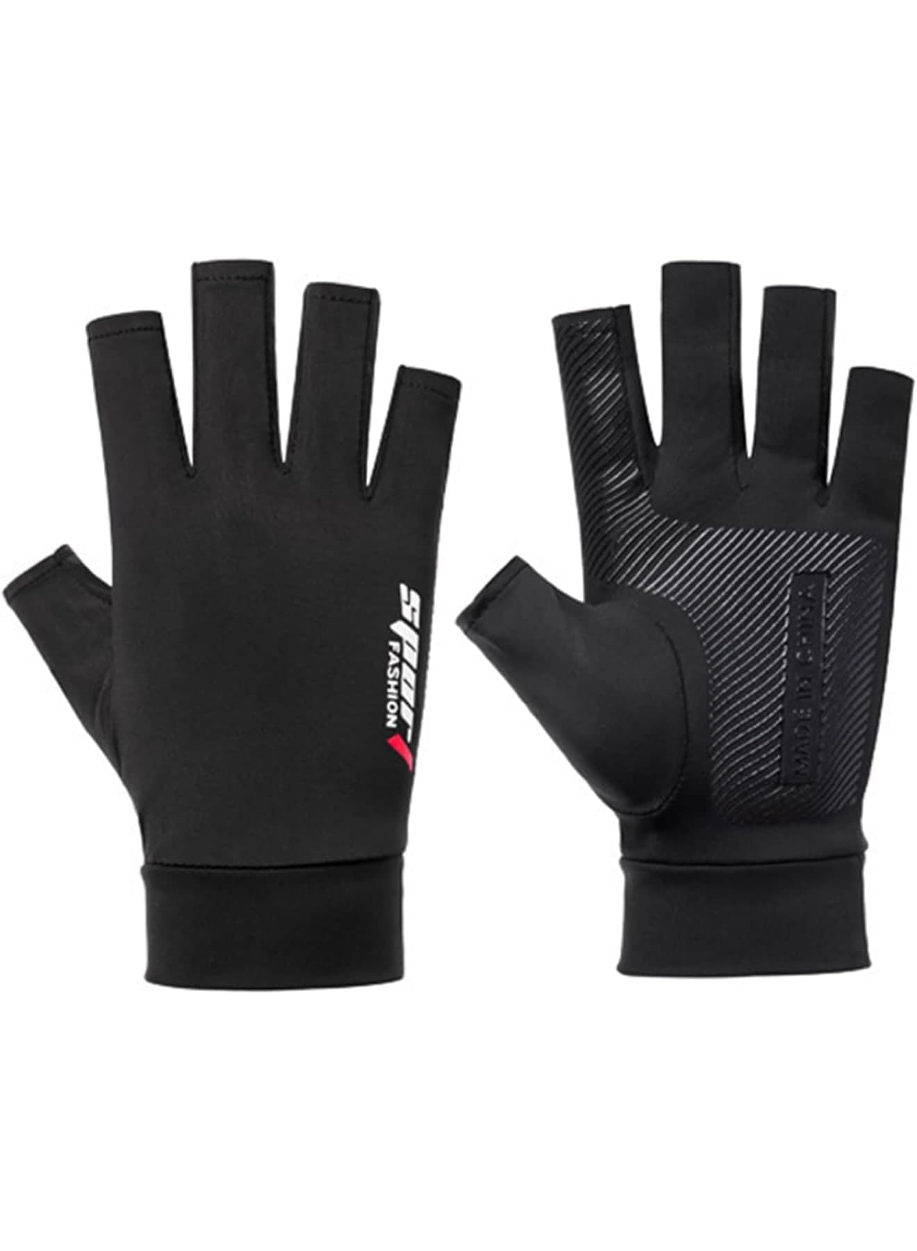 Men UV Protection Gloves,Fingerless Fishing Gloves,Non Slip Lightweight Breathable Outdoor Sports Gloves for Driving Hiking Cycling Kayaking Running,Sun Protective Quick Dry Gloves for Men,Black