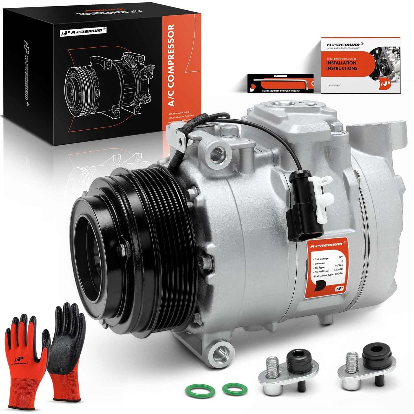 APremium Air Conditioner AC Compressor with Clutch Compatible with Land Rover Range Rover 20062009