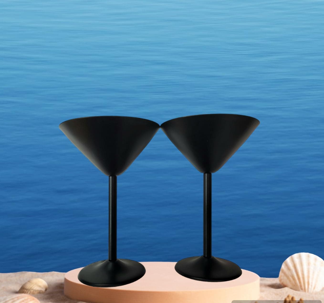 Stainless Steel Cocktail Martini Glasses Pack of 2 Metal Martini Goblets Cocktail Glasses Black Color High End Wine Drinking Cup Beverages Cup for Banquet Wedding Party Bar and restorent