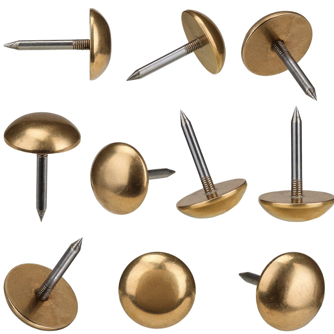 Retro Solid Pure Brass Tacks as Antique Upholstery Nails for Furniture Decorative Push Pins for WoodCarpet TacksHardware NailsCap NailsThumb TacksBrass Fasteners71018mm Gold Color10 Pcs