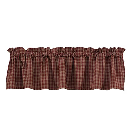 Park Designs Farmhouse Kitchen Valances for Windows - Sturbridge Red | Fall Decor Window Valance Curtains | Plaid Curtain Valances for Windows | Ideal for BOHO Living Rooms & Bathrooms | 72" x 14"