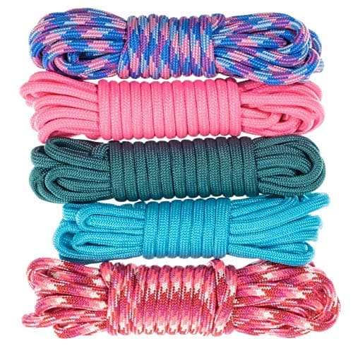 Zesty 550lb Survival Paracord Random Combo Crafting Kit by West Coast Paracord - 10 Colors of 500lb Cord and 10 Buckles - Type III Paracord - Make 10 Paracord Bracelets - Great Gift (Zesty, 50 Feet)