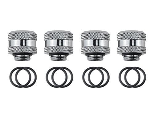 BXQINLENX Silver Chrome Hard Tube Fitting G 1/4" to ID 10 mm OD 14 mm PETG Triple Seal Fitting for Computer Water Cooling System Through Joint Straight Joint (4 PCS)