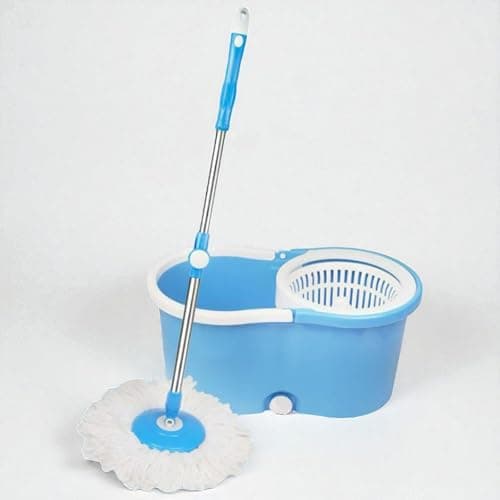 Livronic® Spin Bucket Mop for Floor Cleaning,360° Rotating,Microfiber Head & Spin Wet and Dry Bucket,SS Adjustable Handle,Reusable Washable Mop for All Surface (Bucket MOP Full Set ONLY)