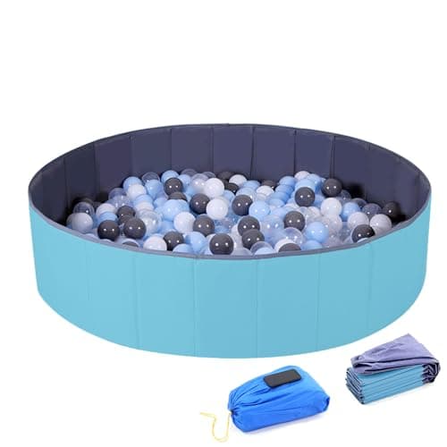 4 Feet Ball Pit for Kids/Baby Play Yard/Fence, Holds Over 600 Balls, Folding Portable, No Need Inflate, More Than 12 Sq.ft Play Space, Light Blue