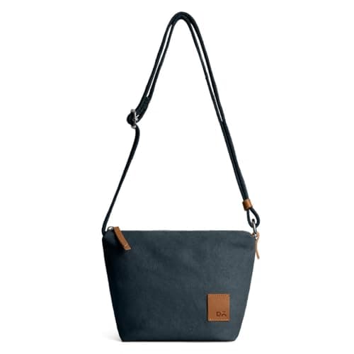 DailyObjects Slim Caddy Sling Crossbody Bag for Women, Girls | Durable Cotton Canvas with Slip Pocket | Stylish Ladies Shoulder Purse Wallet | Zippered Closure & Adjustable Strap - Midnight Blue