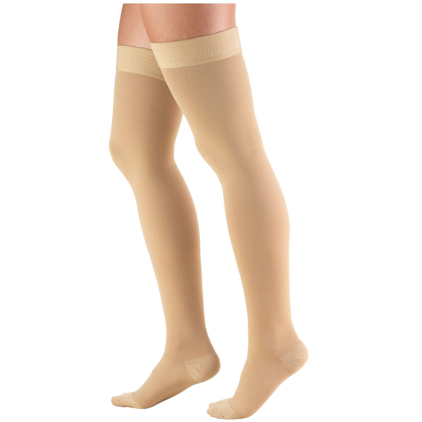 1520 mmHg Compression Stockings for Men and Women Thigh High Length Dot Top Closed Toe Beige Small