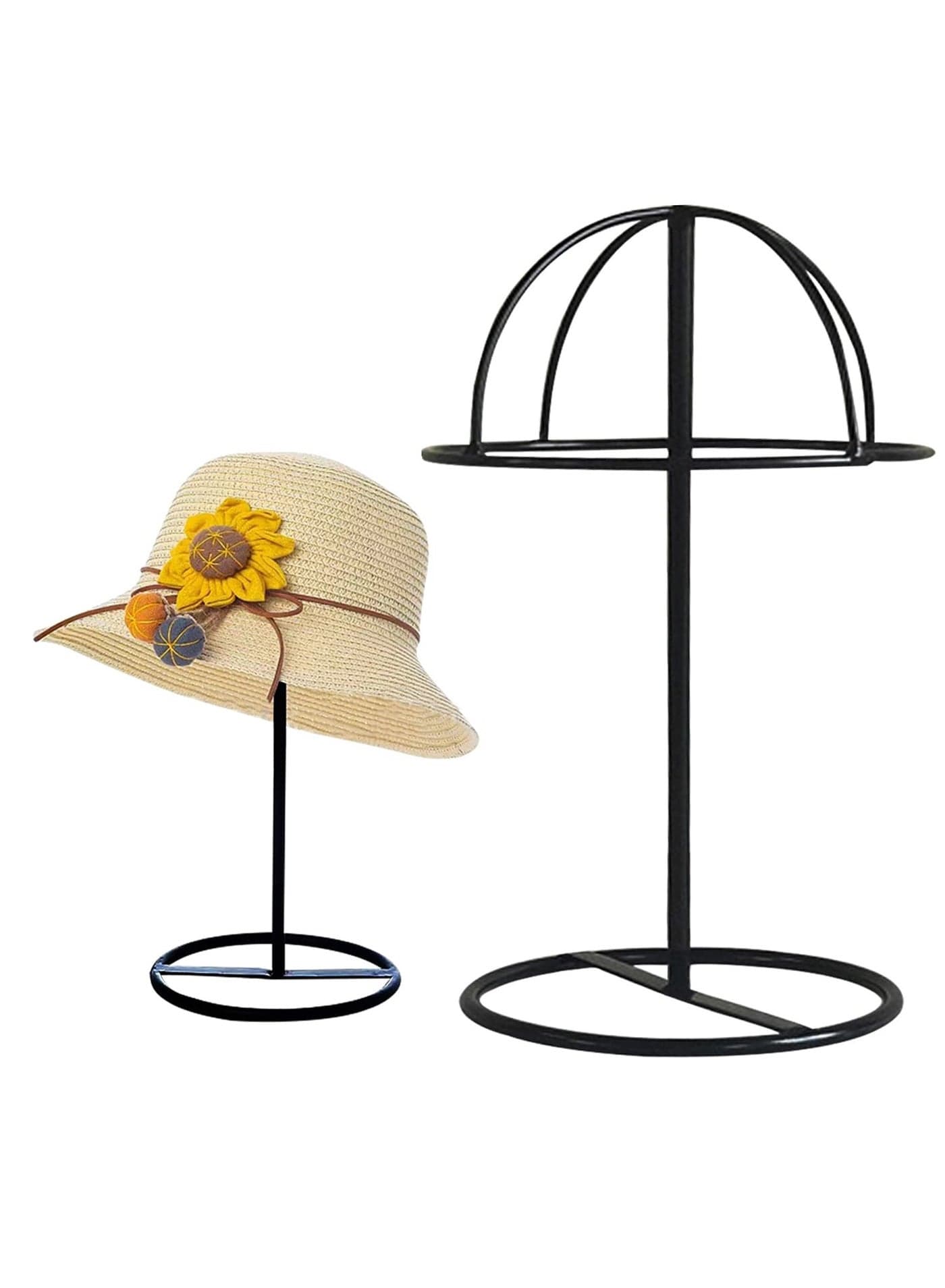 Metal Wig Stand Holder,Hat Racks,Hat Display Stand,12 inch Stable Sturdy Wig Head Holder, Freestanding Durable Hat Holder Storage Stand, Metal Hat Cap Rack Wigs Holder (black)