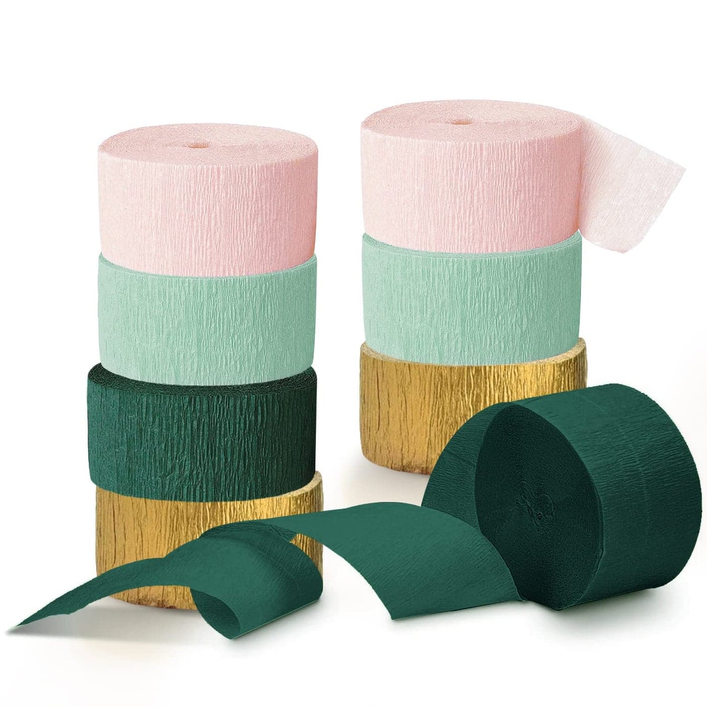 AOBKIAT Wedding Decor Sage Pink Gold Crepe Paper 8 pcs Streamers Party Decorations for WeddingRustic BacheloretteBirthdayBridalBaby ShowerAnniversary Party Backdrop Decoration