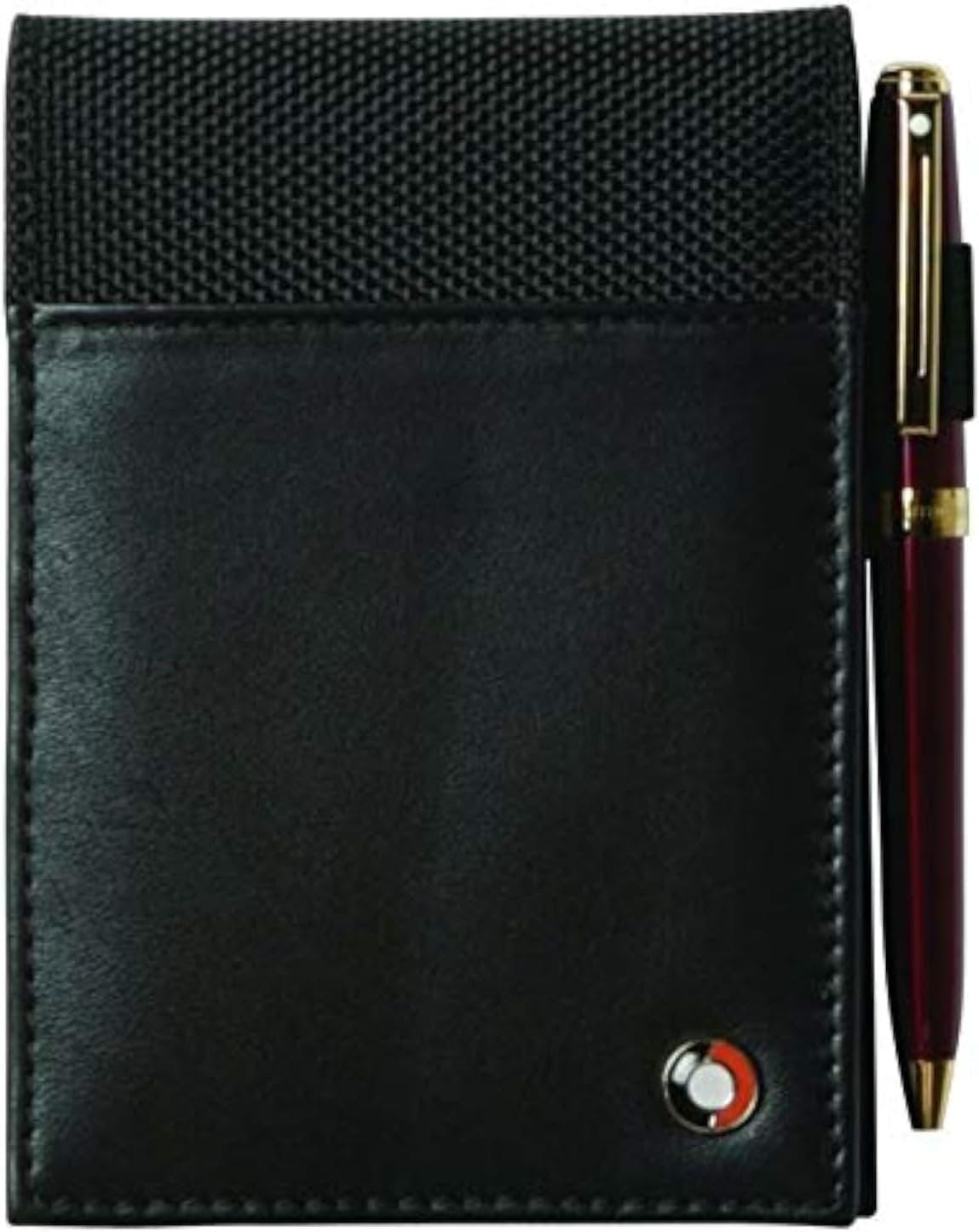 Sheaffer 100 Full Grain Leather and 1680D Ballistic Nylon Notepad HolderJotter with Pen Loop Front Pockets 5 x 3 12 New