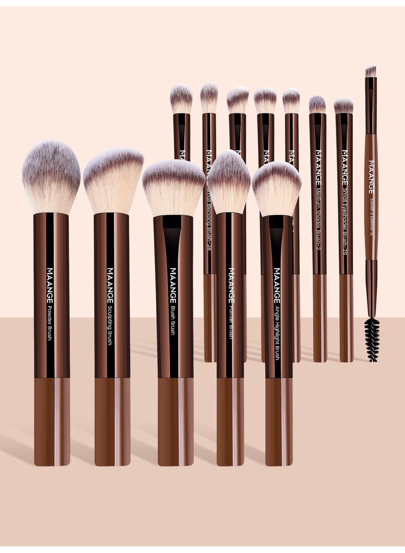 MAANGE 13Pcs Professional Makeup Brush Sets- Including Blush Brush, Contour Brush, Foundation Brush, Concealer Brush, Eye Shadow Brush Eyeliner Brush.(Brown)Professional Makeup Brush Sets- Including Blush Brush, Contour Brush, Foundation Brush, Concealer Brush, Eye Shadow Brush Eyeliner Brush.Makeup