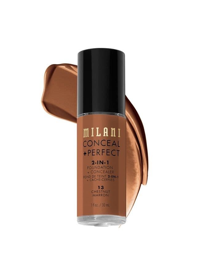 Conceal + Perfect 2-in-1 Foundation + Concealer - Chestnut (1 Fl. Oz.) Cruelty-Free Liquid Foundation - Cover Under-Eye Circles, Blemishes & Skin Discoloration for a Flawless Complexion