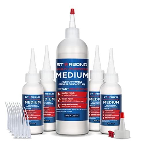 Premium Grade Cyanoacrylate (CA) Medium Super Glue by Starbond - 16 oz. Complete Refill KIT (453g) - with Extra Bottles, Caps, Microtips - for Woodturning, Pen Turning, Hobby, Lapidary, Acrylic Nails